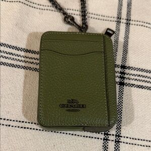 Coach leather Olive Green zip card case